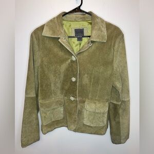 John Paul Richard Olive Green Leather Jacket Size L GUC See Notes